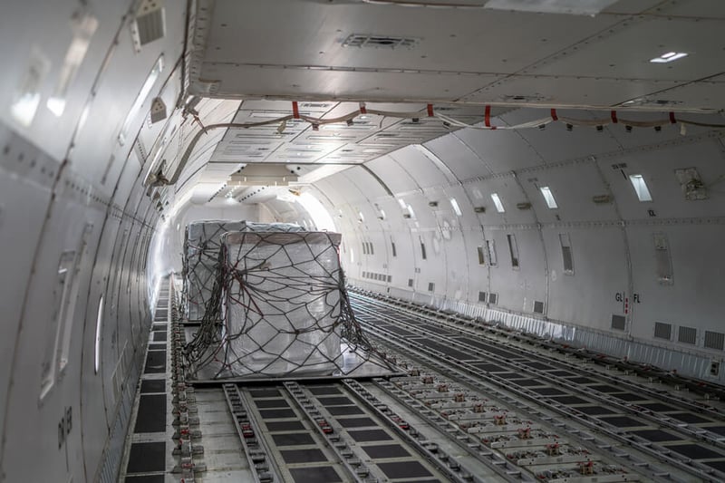 Inside of a cargo airplane