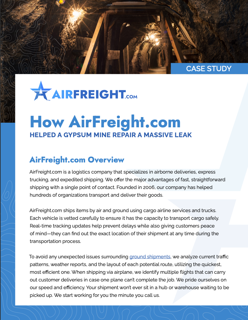How AirFreight.com Helped a Gypsum Mine Repair a Massive Leak